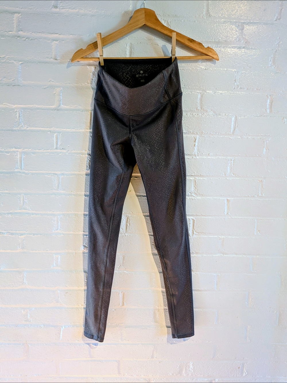 Athleta Black and Dark Gray High-Rise Performance Leggings